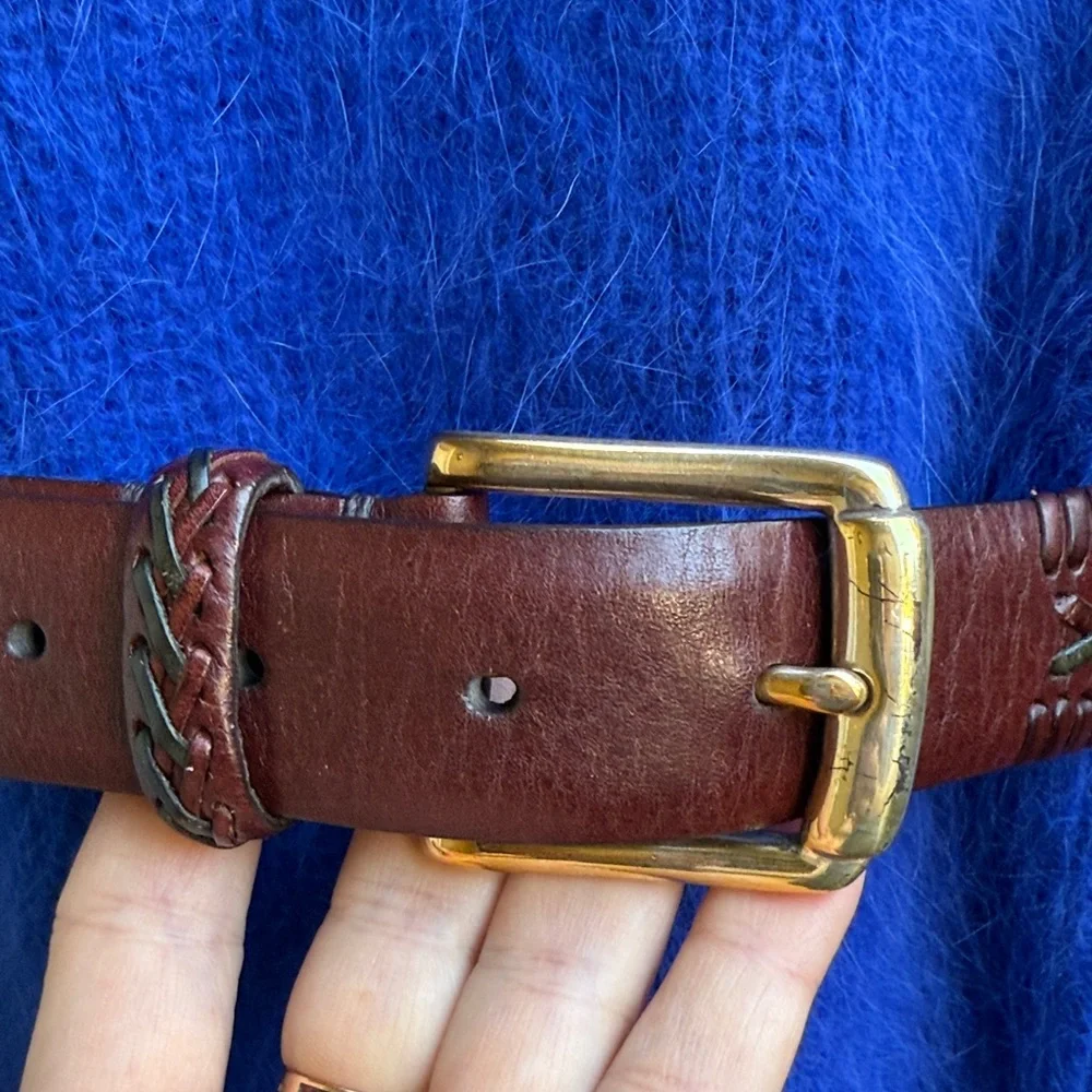 Vintage Burgundy/Green Bull Adler Leather Belt